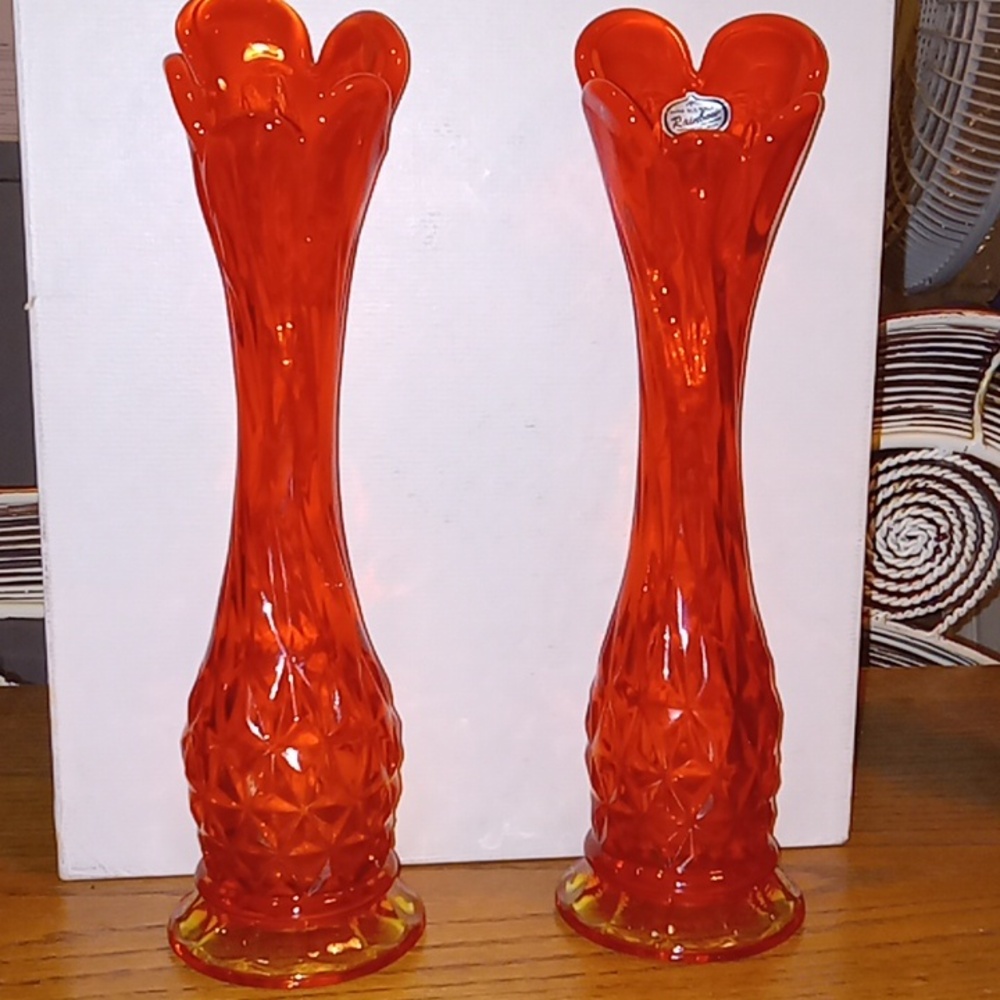 Hand-blown Rainbow Crystal swung vases